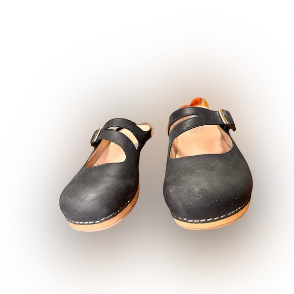 Dansko Black Leather Mary Jane Clogs - Picture 2 of 7